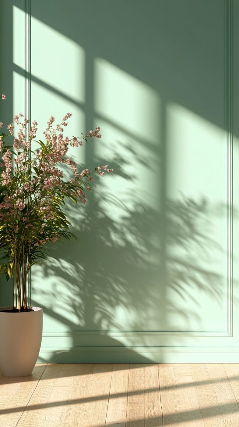 Sage green wall